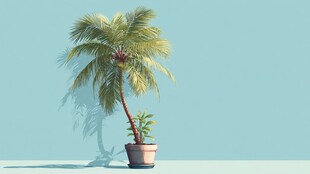 盆栽棕榈树 清新绿植景象