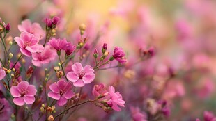 梦幻粉色小花绽放瞬间