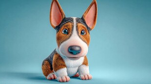 可爱卡通小狗萌趣坐姿