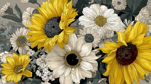 黄白雏菊花卉精美组合