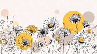手绘雏菊插画背景图