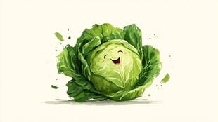 微笑的卡通卷心菜插画