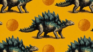 剑龙图案 复古风黄色背景设计