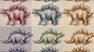 多样色彩剑龙插画集合