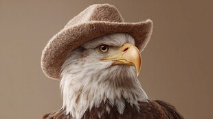 戴牛仔帽的白头鹰