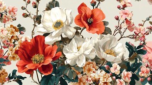 绚丽多彩花卉图案背景