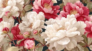 绚丽多彩的牡丹花卉图案