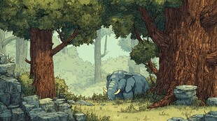 森林中休憩的大象