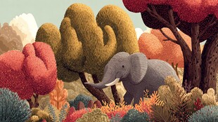 森林中的大象漫步景象