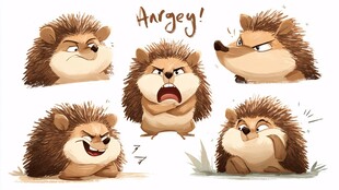 刺猬的多样情绪表情集