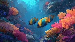 梦幻海底双鱼共游奇景