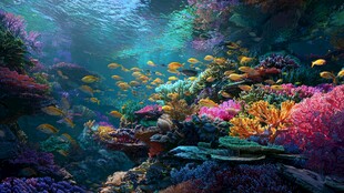 梦幻海底珊瑚与群鱼景观