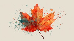 水彩绘就的绚烂枫叶