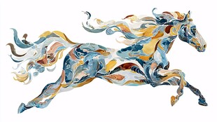奔马抽象艺术画作
