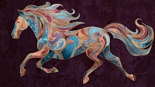 梦幻炫彩奔马插画艺术
