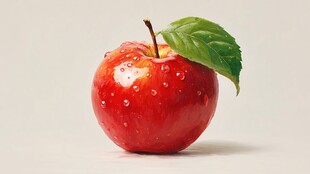 带水珠的红苹果