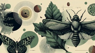 复古风昆虫与植物插画