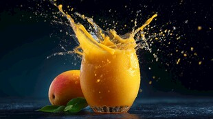 芒果汁飞溅 鲜果活力瞬间