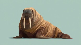 海象插画 憨态可掬的海洋生物