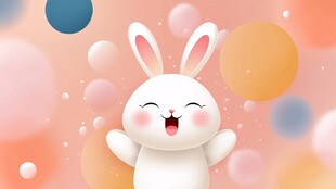 快乐萌兔在梦幻泡泡中