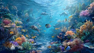 梦幻海底世界缤纷珊瑚鱼群