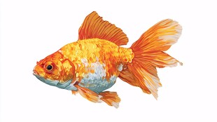 水彩绘金色灵动小金鱼