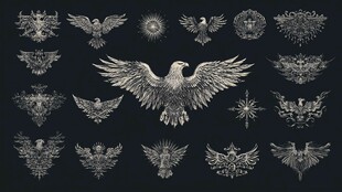 鹰主题华丽复古纹饰集合