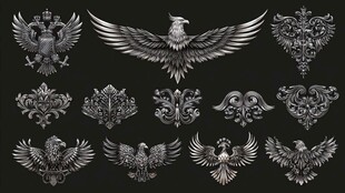 复古华丽鹰形装饰图案集