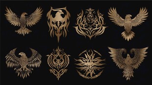 金色鹰形华丽图腾设计集