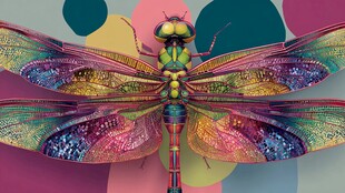 梦幻炫彩蜻蜓插画艺术