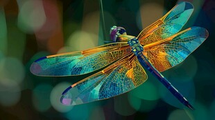 绚丽彩翼蜻蜓特写