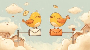 小鸟与信件的梦幻场景