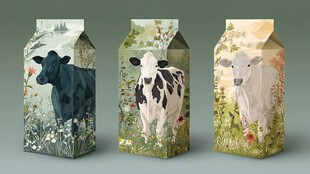 奶牛图案牛奶包装盒设计