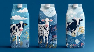 奶牛图案牛奶包装设计