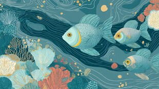 梦幻海底的游鱼与珊瑚