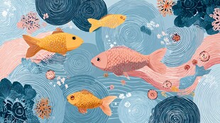 梦幻海洋中的多彩金鱼