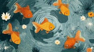 水中金鱼嬉戏的美丽景象