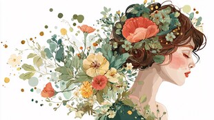 花饰少女的梦幻侧颜