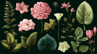 花卉绿植集合插画