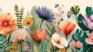 缤纷花卉插画 自然之美