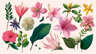 缤纷花卉植物素材集合