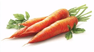 新鲜胡萝卜带绿叶展示