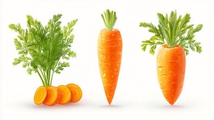 新鲜胡萝卜及其切片展示