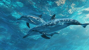 海中双海豚优雅共游