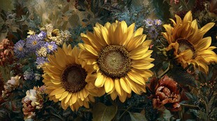 绽放的多彩向日葵花卉