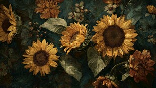 梵高风向日葵花卉油画图