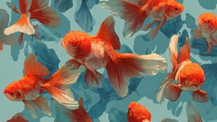 金鱼群游的梦幻图案