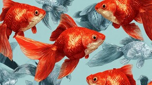 灵动金鱼的梦幻水中图景