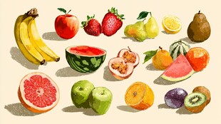 多彩水果插画集合