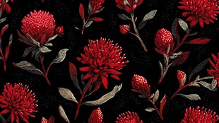 红色花卉图案 复古风背景